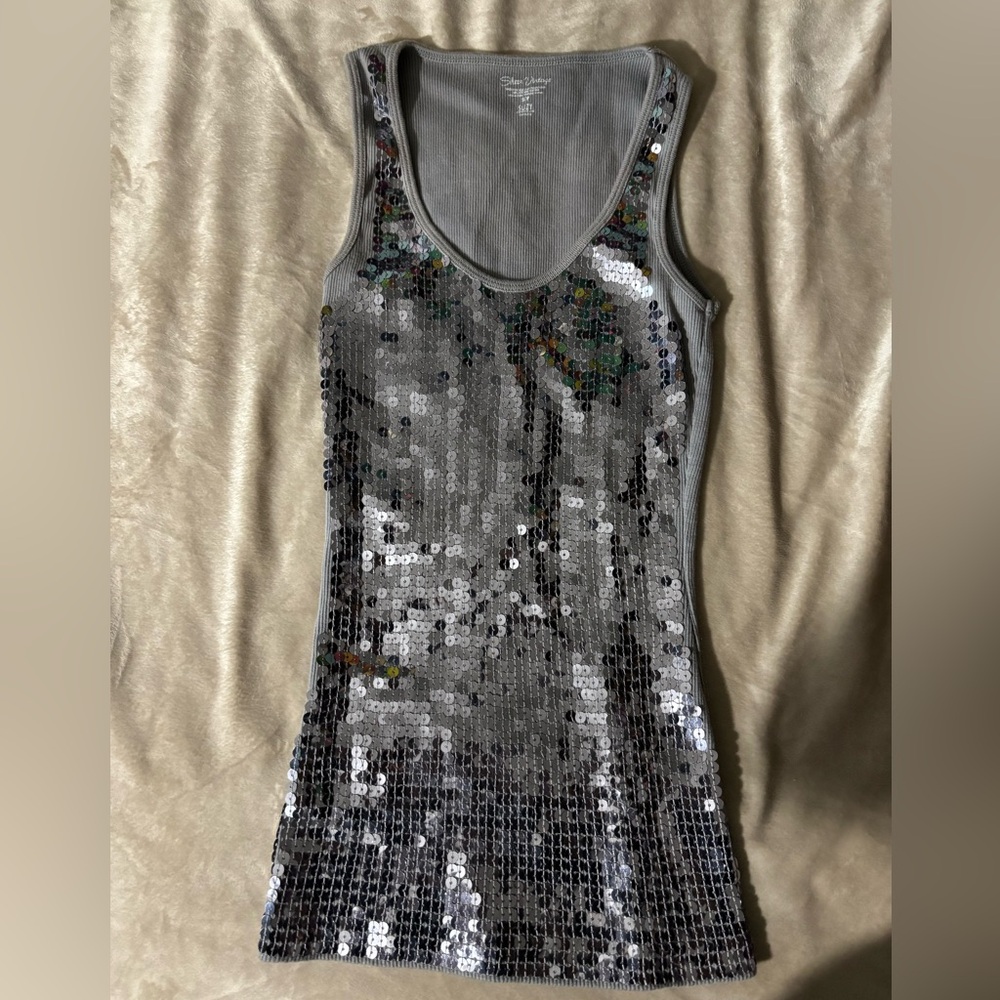 Y2K Ribbed Sequin Tank Top